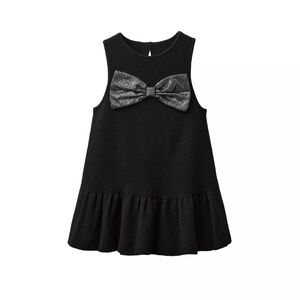 Black Sleeveless  knit Dress with Silver Bow Accent zara